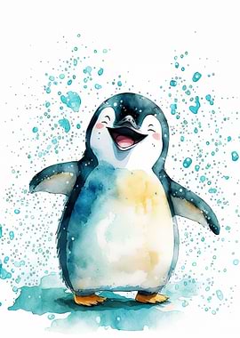 Cute watercolour penguin