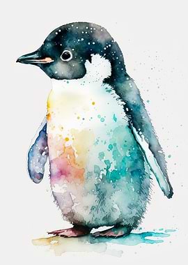 Cute watercolour penguin