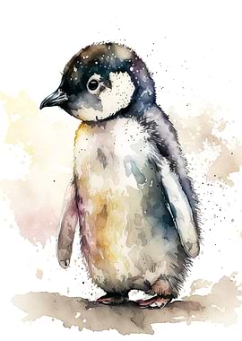 Cute watercolour penguin