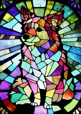 Dog Stained Glass Style