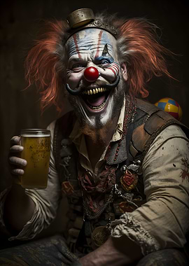 Creepy Clown with Beer