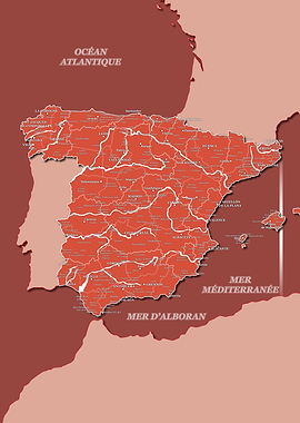 Map of Spain : Red