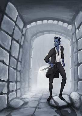 Damien in a dark alley