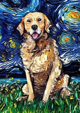 Dog Starry Night Van Gogh
