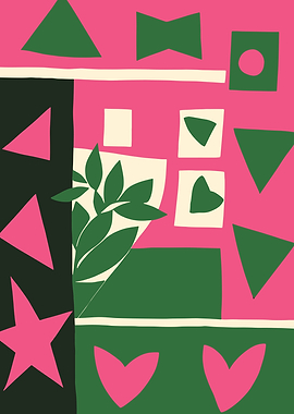 Pink and Green Paper Cuts