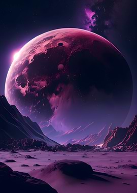 purple moon from the space