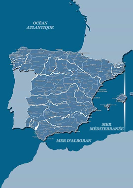 Map of Spain : Blue