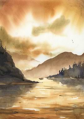 Landscape sunset artwork