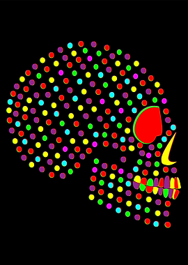 Colorful dots skull icon