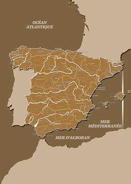Map of Spain : Brown