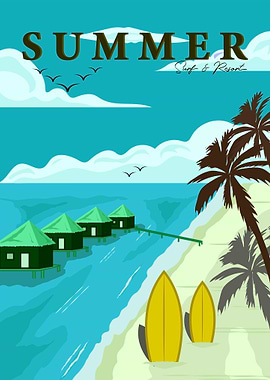 Summer Surfing Beach