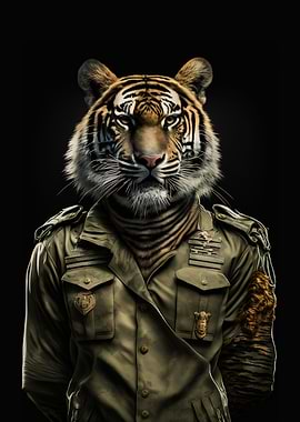 An elegant tiger in milita