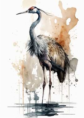 Graceful Crane Watercolor