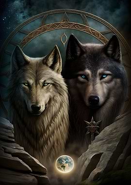 Norse Mythology Wolf Duo