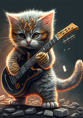 Cat playing guitar