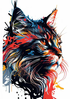 Colorful Maine Coon Cat