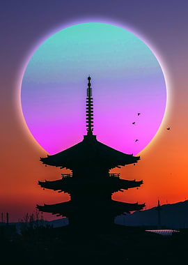 Japanese Pagoda Landscape