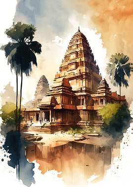 Angkor Wat Watercolor