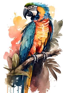 Exotic Birds Watercolor