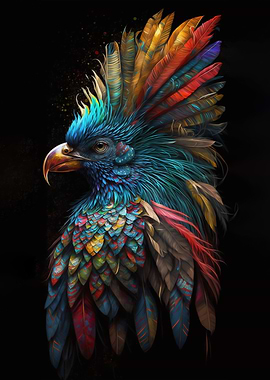 Colored feather wild bird