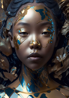 Afro girl gold portrait