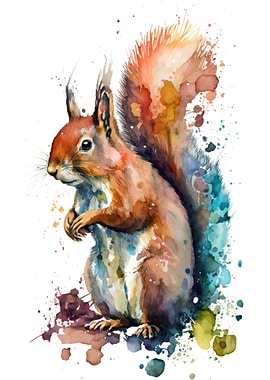Squirrel in watercolor