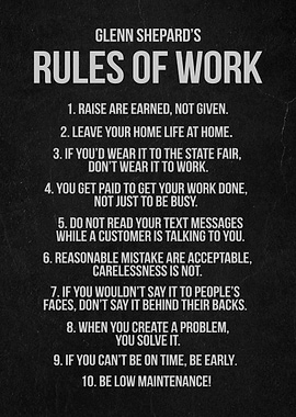 rules of work