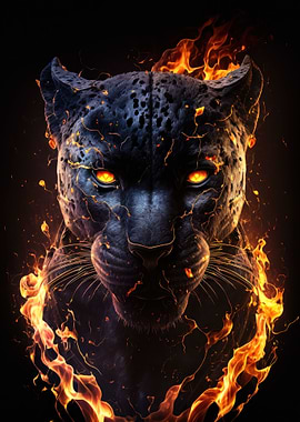 Fiery Flames Black Panther