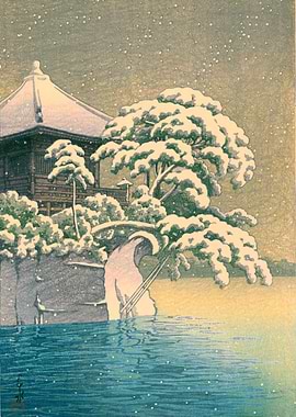 Snow Godaido Temple Kawase