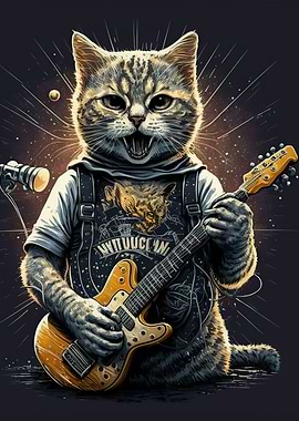 Cat playing guitar