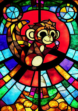 Monkey Stained Glass Style