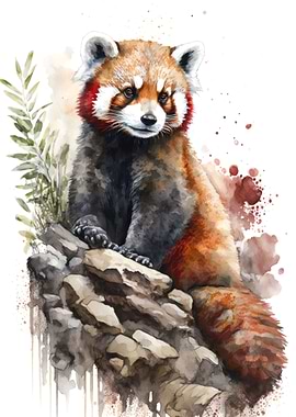 Red panda in watercolor