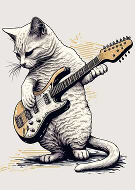 Cat playing guitar