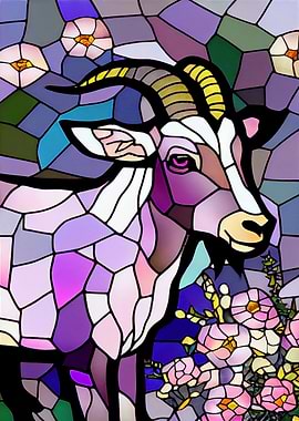 Goat Stained Glass Style