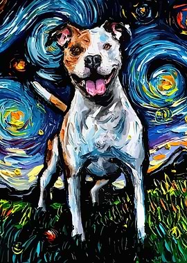 Dog Starry Night Pitbull