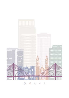 Omaha skyline pastel