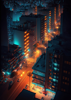 Demon cyberpunk downtown