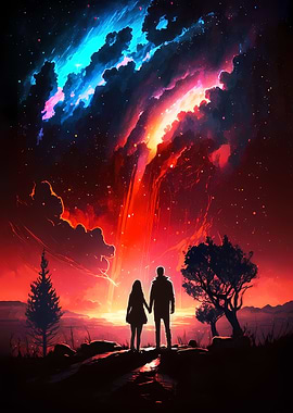 Sunset Galaxy Landscape