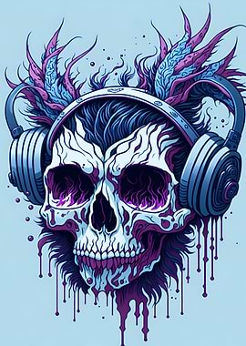 Skull in headphones