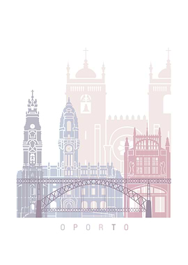 Oporto skyline pastel