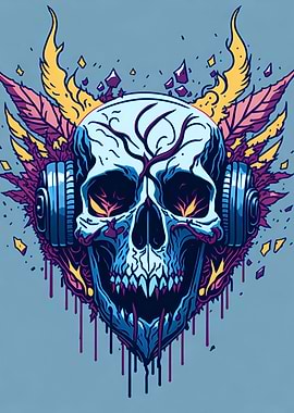 Skull in headphones