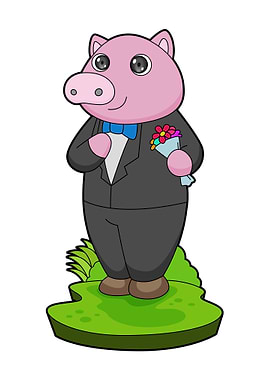 Pig Groom Suit Wedding