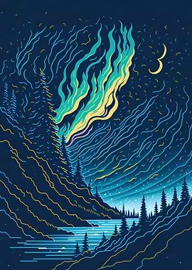 Northern light landscape