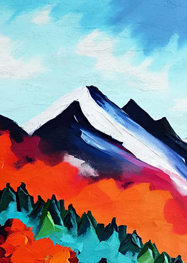 Colorful mountains paint