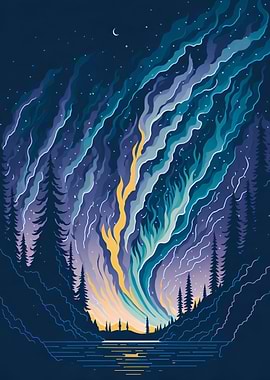 Northern light landscape