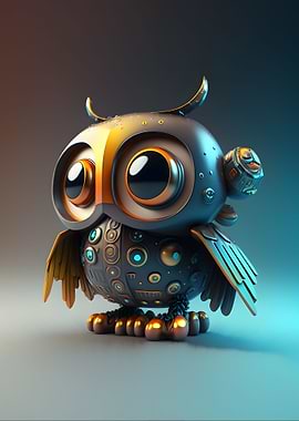 Baby Owl Robot Futuristic