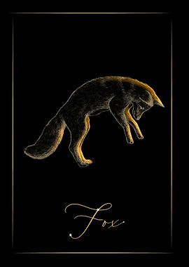 Gold fox retro black card