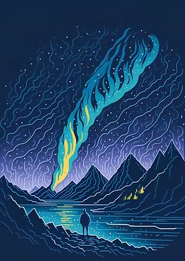 Northern light landscape