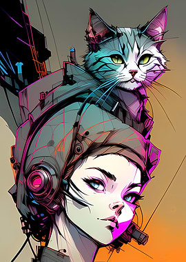 Cyber Cat with Girl