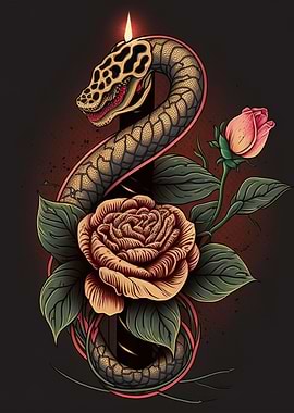 Snake with sword and skull